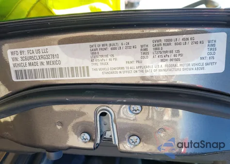 2024 Ram 2500 Tradesman 4X4 6'4 Box from USA, damaged, VIN 3C6UR5CLXRG327810